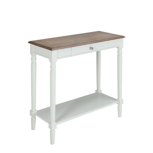 CONVENIENCE CONCEPTS French Country Hall Table With Drawer And Shelf In Driftwood And White Wood