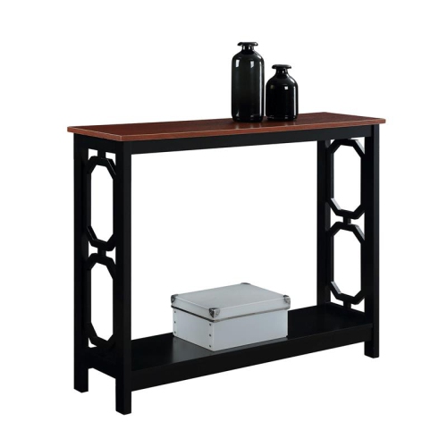 Convenience Concepts Omega Console Table in Cherry and Black Wood Finish