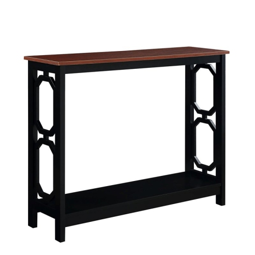 Convenience Concepts Omega Console Table in Cherry and Black Wood Finish