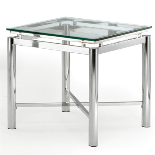 Bowery Hill Contemporary Glass Top and Chrome Base End Table