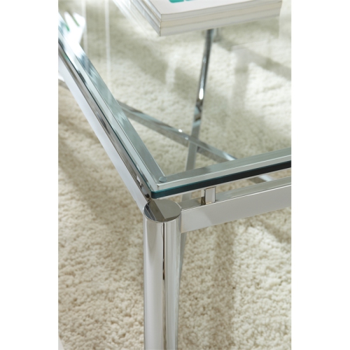 Bowery Hill Contemporary Glass Top and Chrome Base End Table
