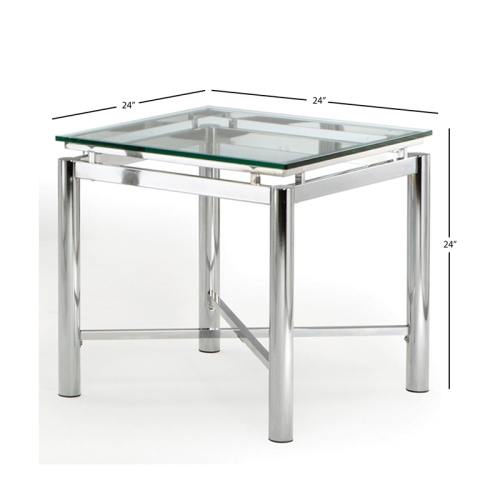 Bowery Hill Contemporary Glass Top and Chrome Base End Table