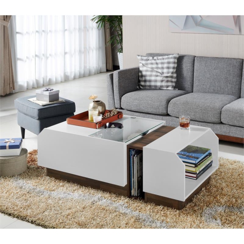 Furniture of America Plano Contemporary Wood Storage Coffee Table in White