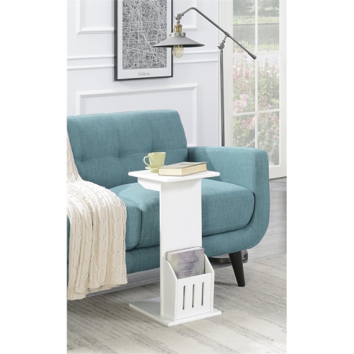 Convenience Concepts Designs2Go Abby Magazine C End Table in White Wood Finish