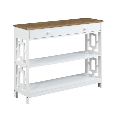 Convenience Concepts Town Square One-Drawer Console Table in White Wood Finish