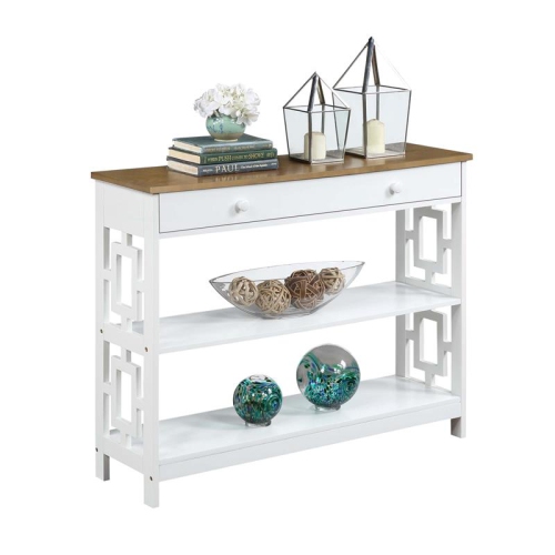 Convenience Concepts Town Square One-Drawer Console Table in White Wood Finish