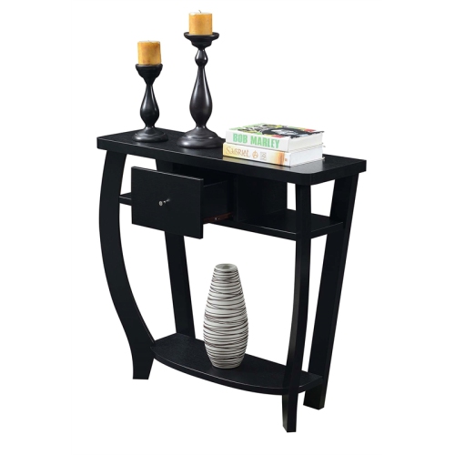 Pemberly Row Contemporary Console Table in Black Wood Finish