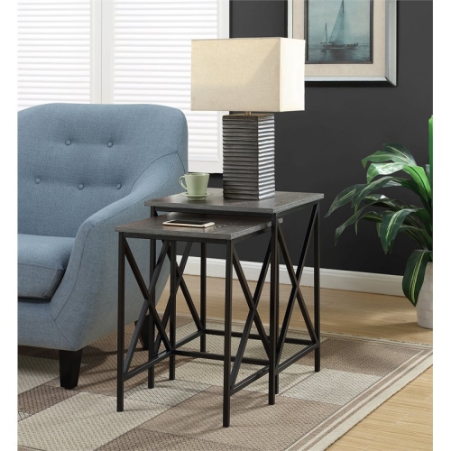Convenience Concepts Tucson 2 Piece Nesting End Table Set in Gray
