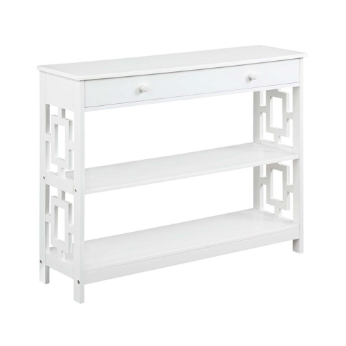 Pemberly Row Contemporary One-Drawer Console Table in White Wood Finish