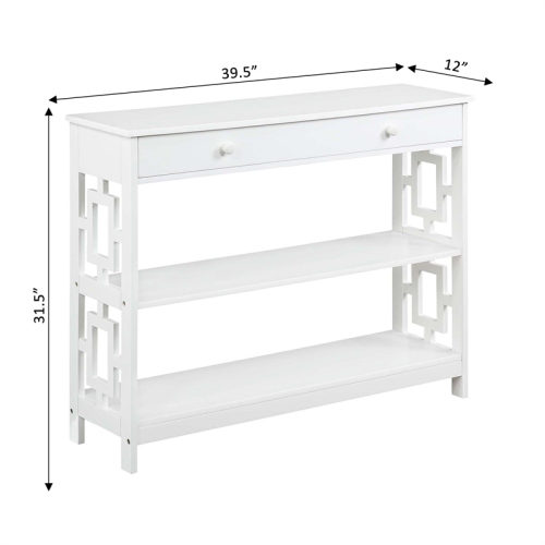Pemberly Row Contemporary One-Drawer Console Table in White Wood Finish
