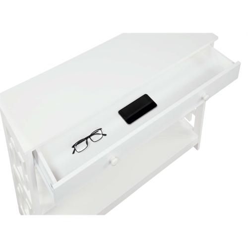 Pemberly Row Contemporary One-Drawer Console Table in White Wood Finish