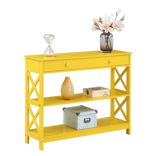 Convenience Concepts Oxford One-Drawer Console Table with Shelves in Yellow Wood