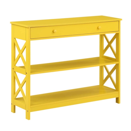 Convenience Concepts Oxford One-Drawer Console Table with Shelves in Yellow Wood