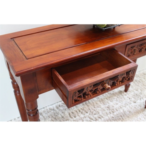 Pemberly Row Mid-Century 2 Drawer Console Table in Walnut Stain