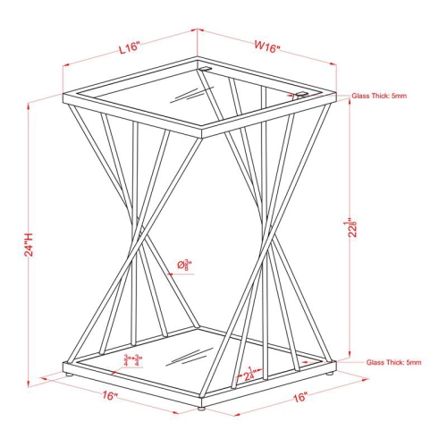 Furniture of America Abair Contemporary Glass Top Side Table in Gold