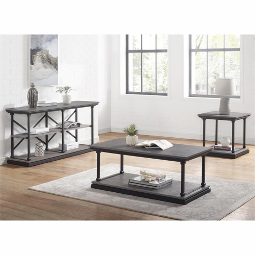 Furniture of America Drewden Wood 1-Shelf Coffee Table in Antique Gray