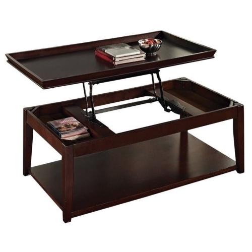 BOWERY HILL  Lift Top Cocktail Table With Casters In Multi-Step Cherry