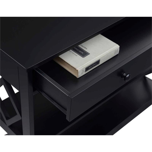 Pemberly Row Contemporary One-Drawer Console Table in Black Wood Finish