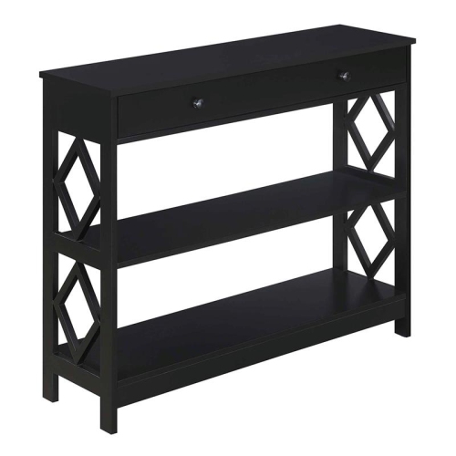 Pemberly Row Contemporary One-Drawer Console Table in Black Wood Finish