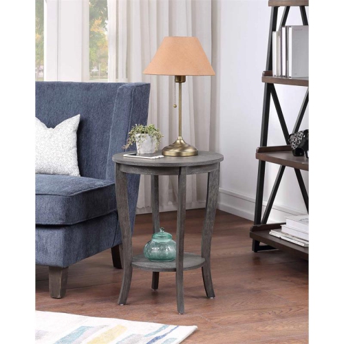 CONVENIENCE CONCEPTS  American Heritage Round End Table In Gray Wood Finish