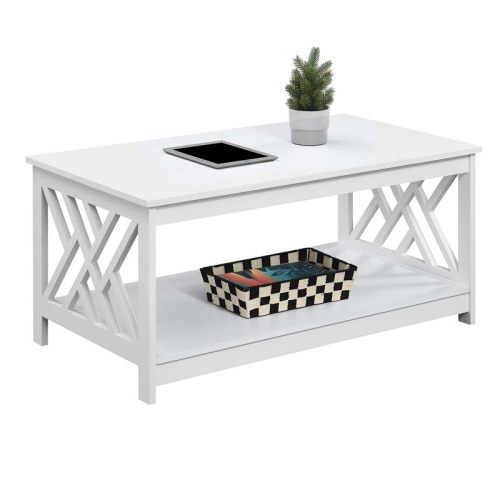 Commode concepts – Table basse Titan avec tablette au fini bois blanc