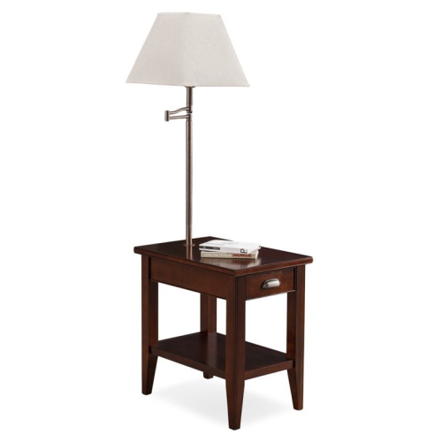 BOWERY HILL  Pewter End Table With Lamp In Chocolate Cherry