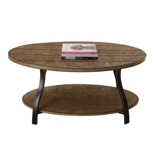 Bowery Hill Oval Cocktail Table in Light Oak Finish