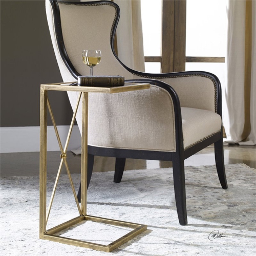 Bowery Hill Contemporary Iron Gold Side Table