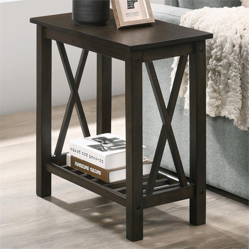Furniture of America Quint Contemporary Wood Side Table in Dark Gray