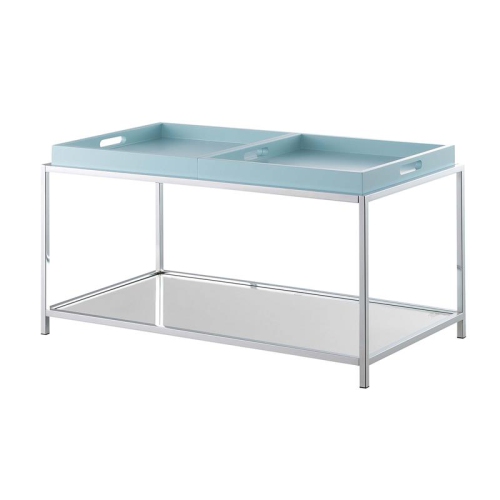 Convenience Concepts Palm Beach Coffee Table in Clear Glass and Chrome Metal