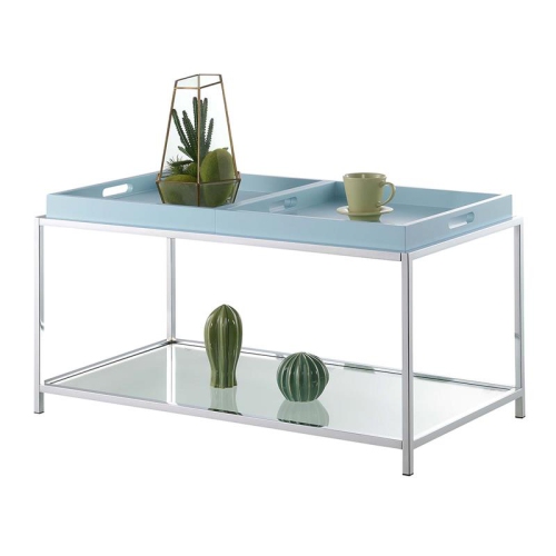 Convenience Concepts Palm Beach Coffee Table in Clear Glass and Chrome Metal