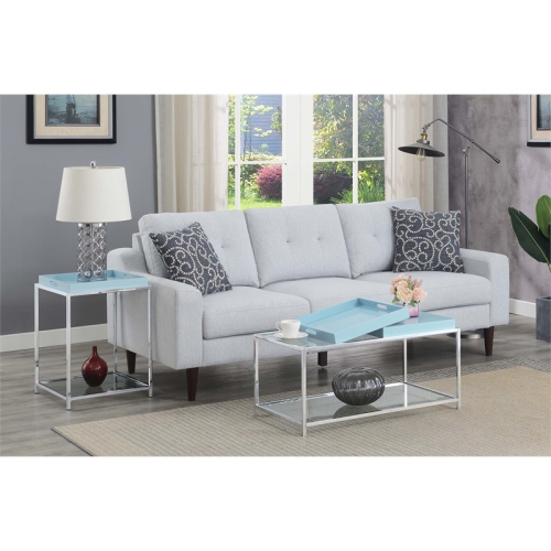 Convenience Concepts Palm Beach Coffee Table in Clear Glass and Chrome Metal
