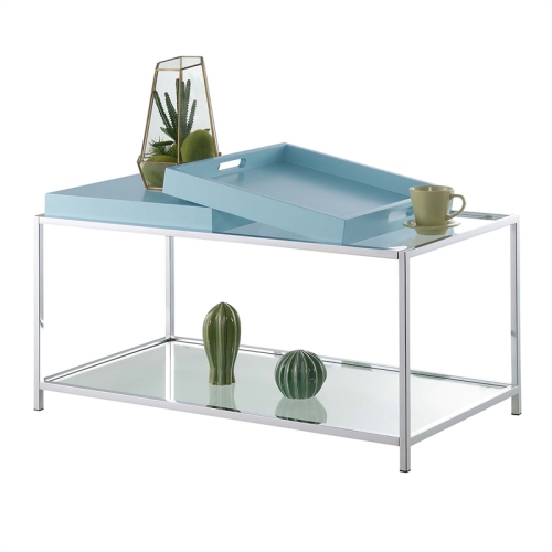 Convenience Concepts Palm Beach Coffee Table in Clear Glass and Chrome Metal