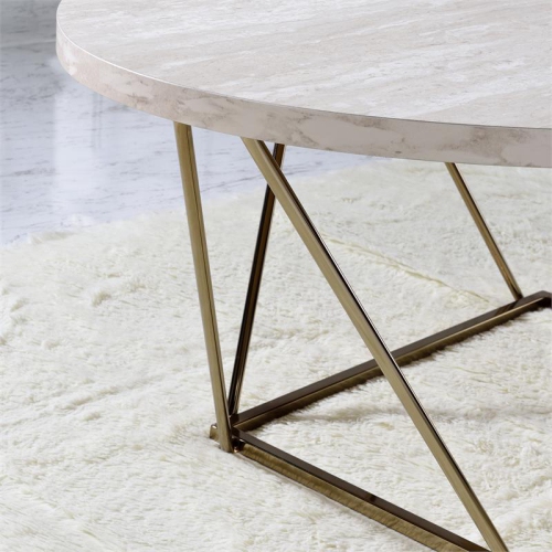 Rowyn Faux White Marble 3-Pack Metal Occasional Set