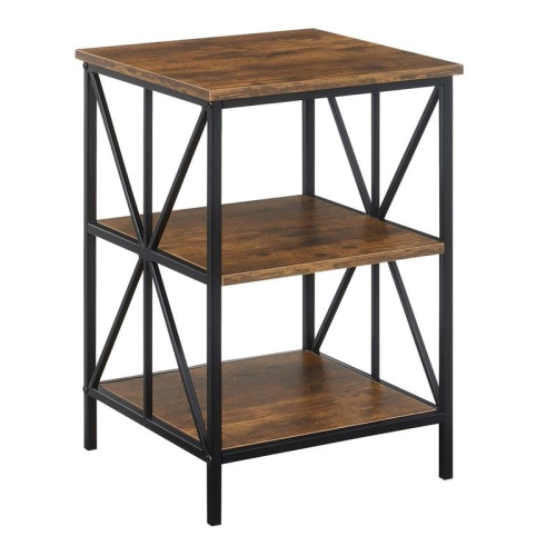 Tucson Starburst End Table with Shelves in Nutmeg Wood Finish