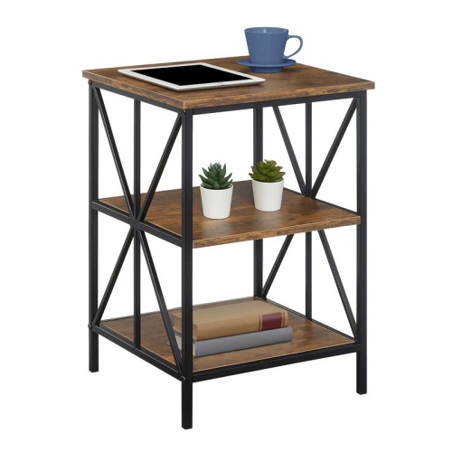 Tucson Starburst End Table with Shelves in Nutmeg Wood Finish