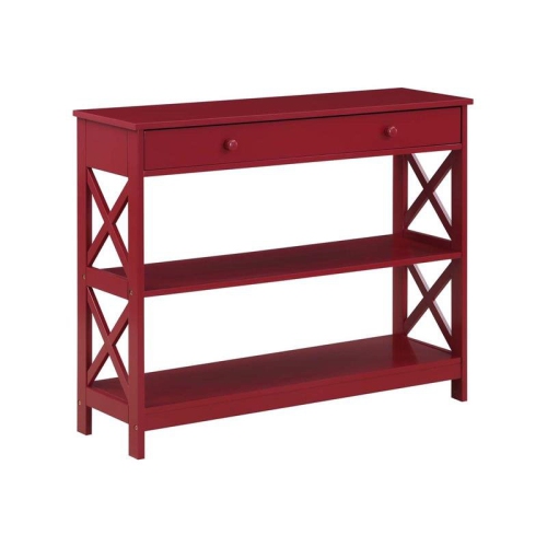 CONVENIENCE CONCEPTS  Oxford One-Drawer Console Table With Shelves In Cranberry Wood Finish In Red