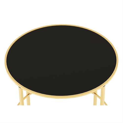 Furniture of America Keefer Contemporary Glass Top Side Table in Champagne