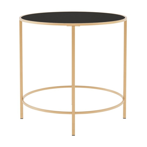 Furniture of America Keefer Contemporary Glass Top Side Table in Champagne