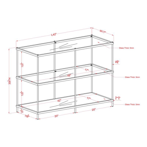 Furniture of America Mendry Metal 2-Shelf Console Table in Champagne