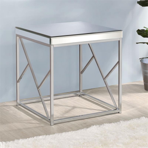 Steve Silver Evelyn Mirror Top Chrome End Table