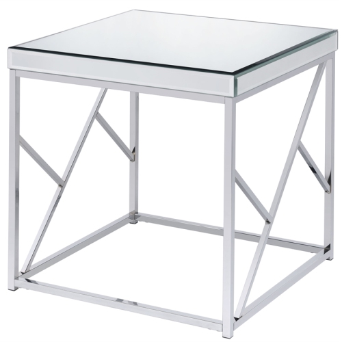 Steve Silver Evelyn Mirror Top Chrome End Table