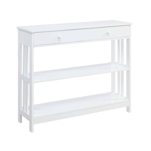 Convenience Concepts Mission One-Drawer Console Table in White Wood Finish