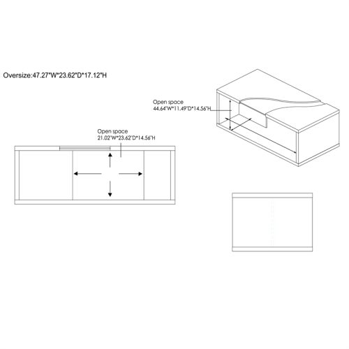 Bowery Hill Contemporary Glass Insert Coffee Table in Marble White