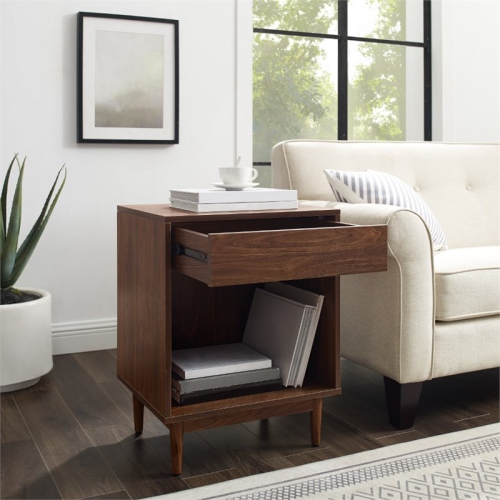 Crosley Liam 1 Drawer End Table in Walnut
