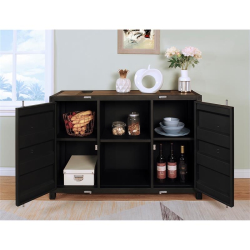 Meuble industriel à 6 tablettes en métal Lionna de Furniture of America - Noir sable