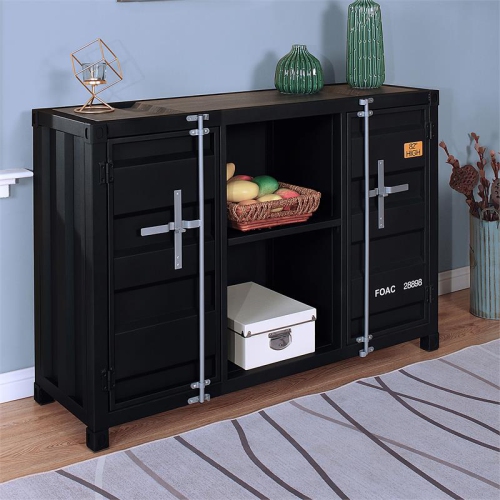 Meuble industriel à 6 tablettes en métal Lionna de Furniture of America - Noir sable