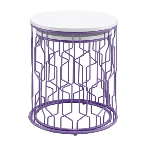 FURNITURE OF AMERICA  Vereira Metal 2-Piece Nesting Table In Purple And White