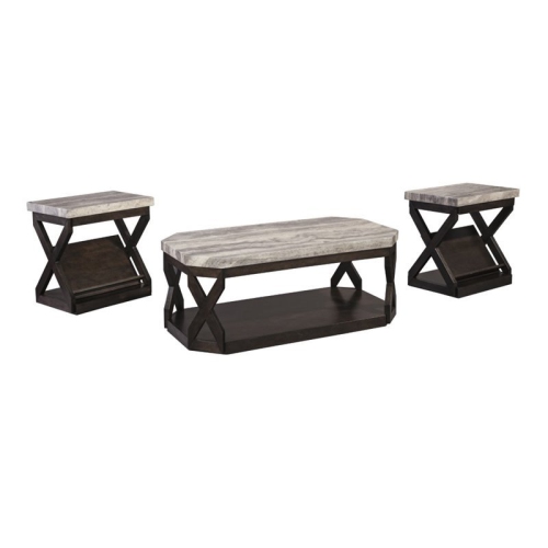 Bowery Hill 3 Piece Coffee Table Set in Grayish Brown