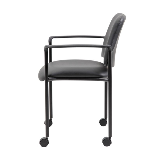 Boss Office Square Back Diamond Stacking Chair with Arm In Black Caressoft